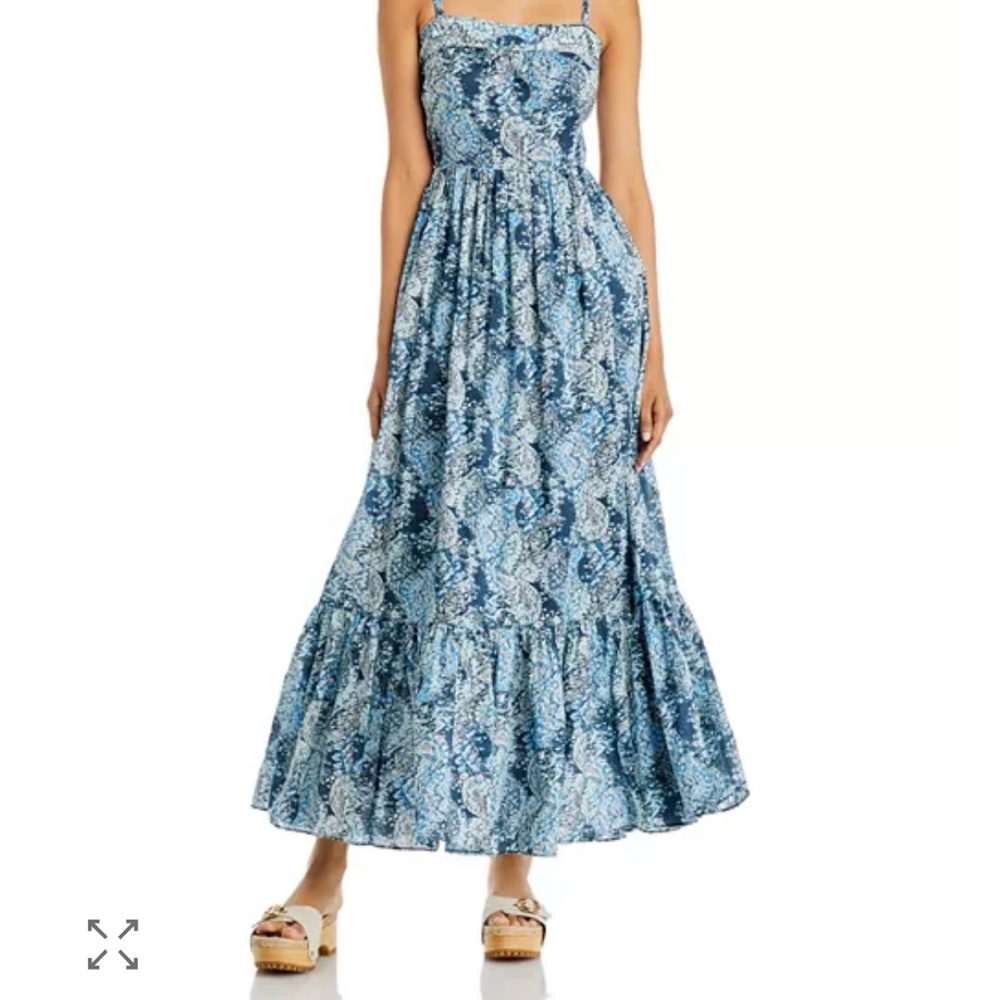 Joie Blue Floral Open Back Maxi Dress with Bow – Size M